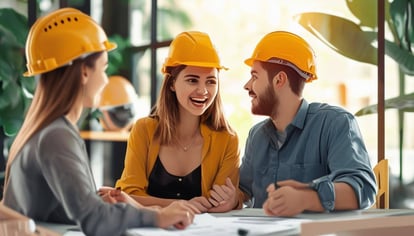 A young couple talking with a lender about getting a construction loan in Florida.