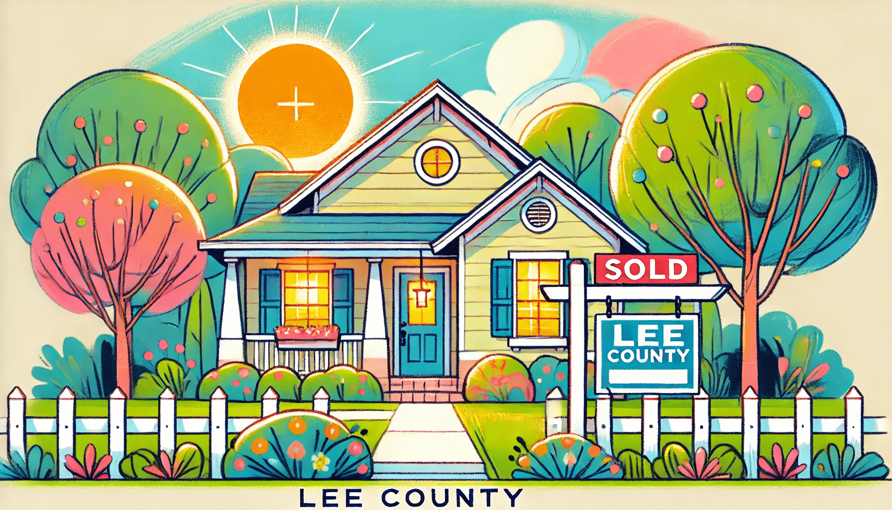 DALL·E 2025-01-27 01.10.10 - A wide-aspect ratio illustration of a welcoming home in a charming Lee County neighborhood, drawn in a colorful and slightly stylized art style. The h-min (1)