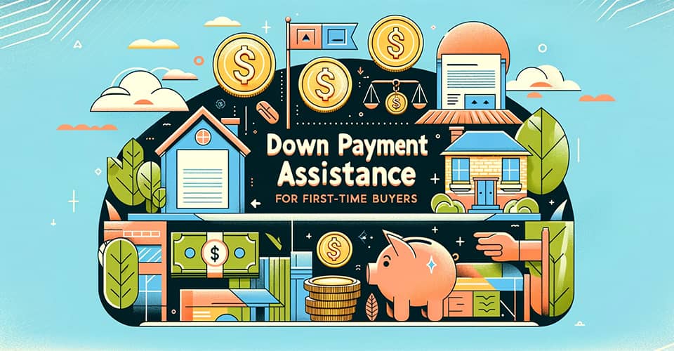 An illustration depicting the concept of down payment assistance for first-time home buyers
